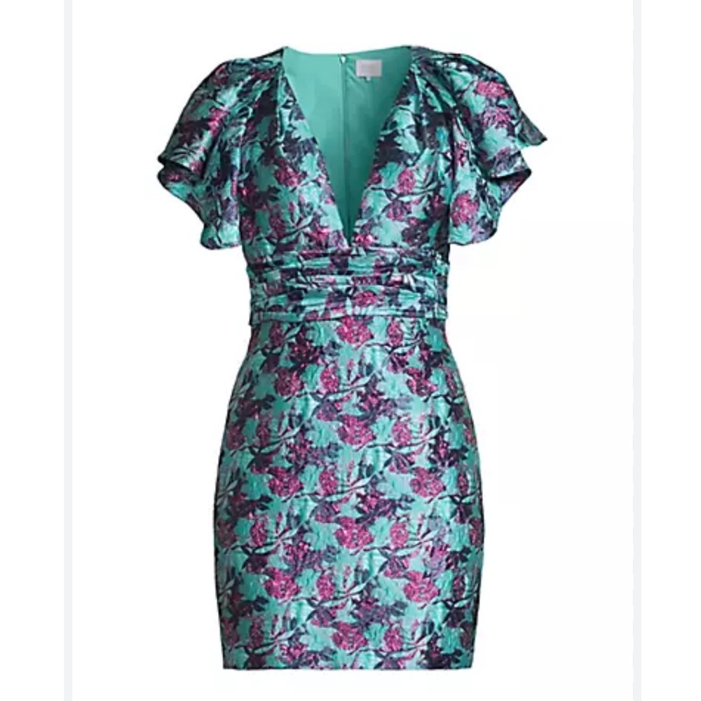 ONE33 Social Ruffle Floral Jacquard Minidress NWT